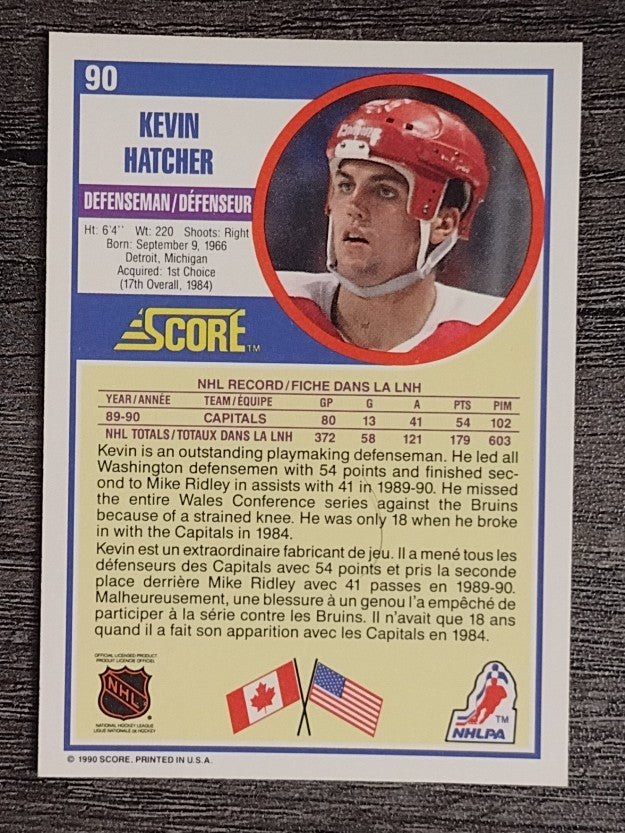 1990-91 Score Canadian #90 Kevin Hatcher