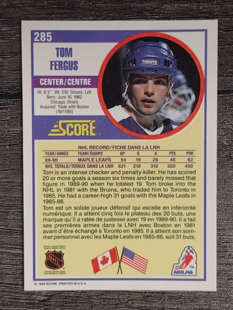 1990-91 Score Canadian #285 Tom Fergus