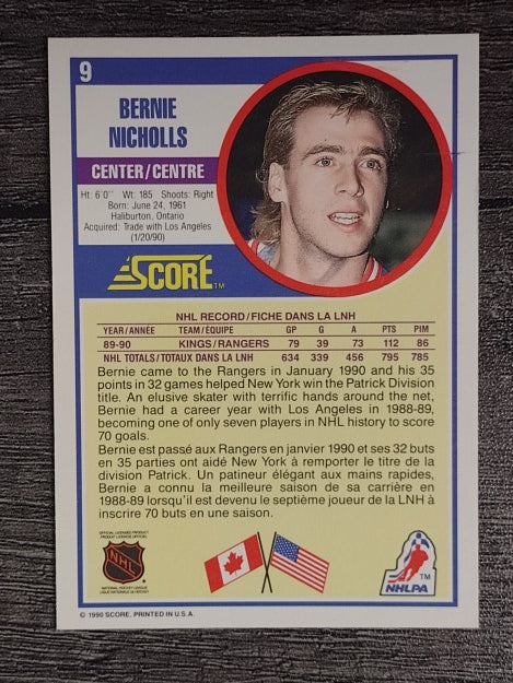 1990-91 Score Canadian #9 Bernie Nicholls