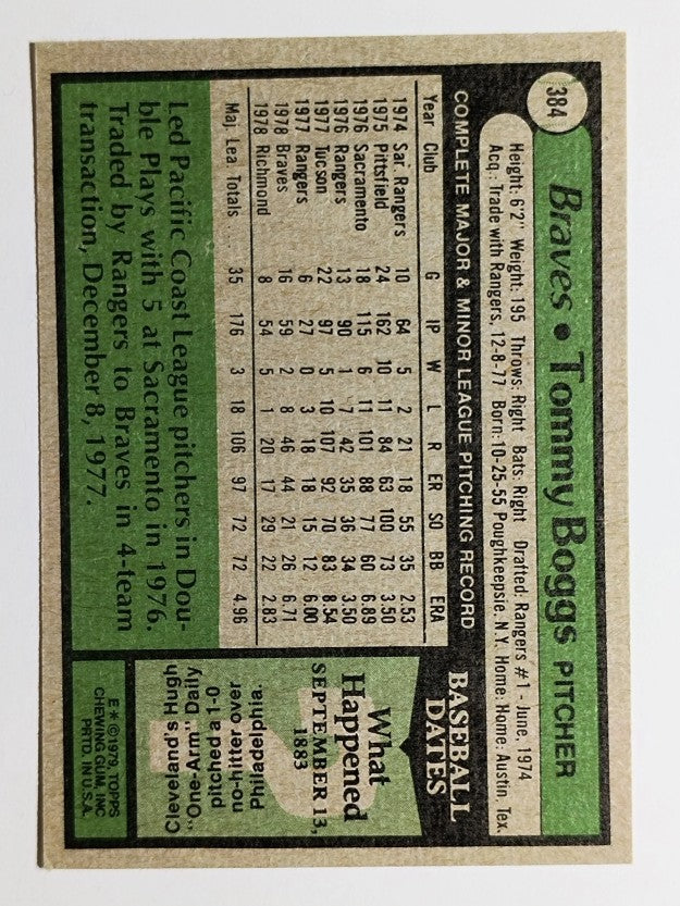 1979 Topps #384 Tommy Boggs (EX)