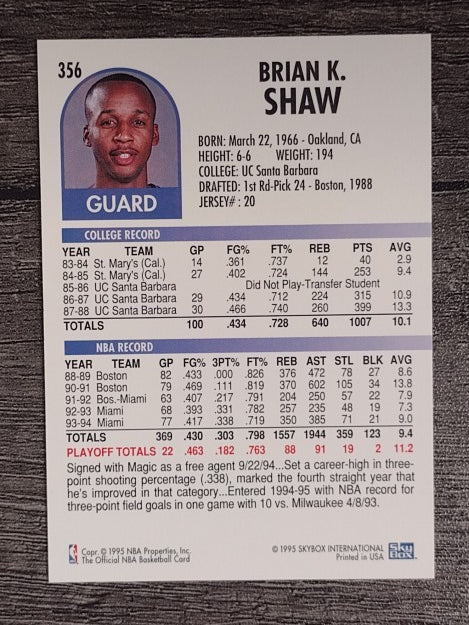 1994-95 Hoops #356 Brian Shaw