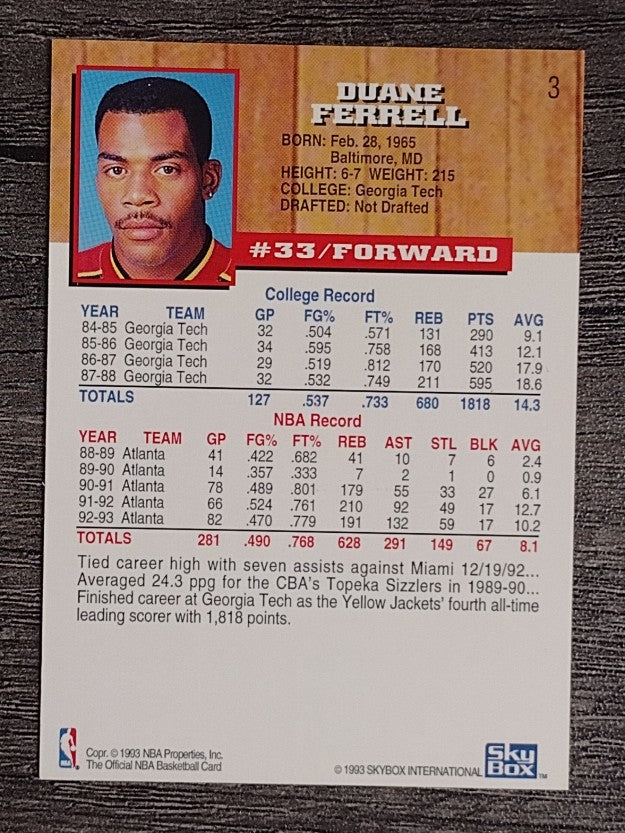 1993-94 Hoops #3 Duane Ferrell