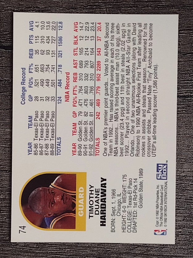 1992-93 Hoops #74 Tim Hardaway