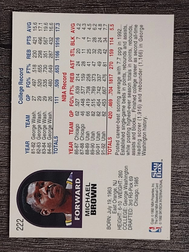 1992-93 Hoops #222 Mike Brown