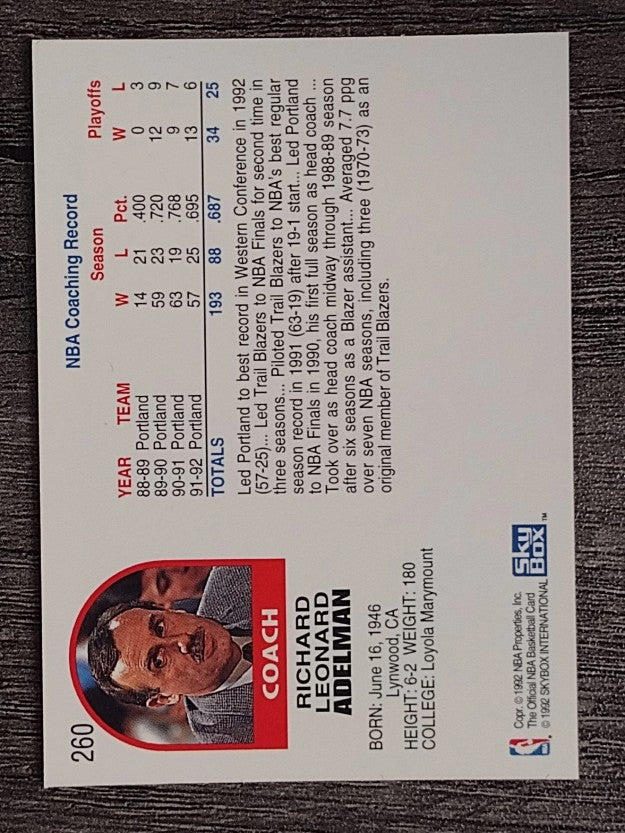 1992-93 Hoops #260 Rick Adelman CO