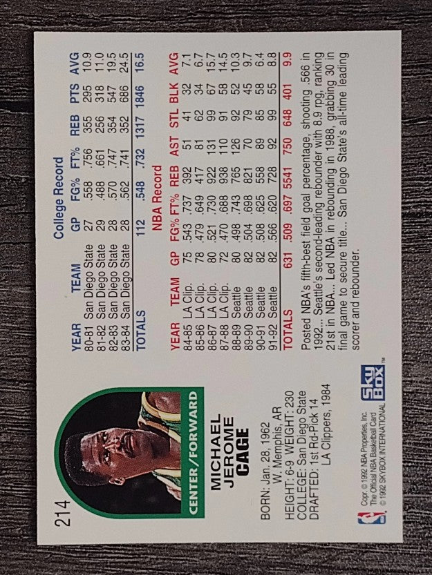 1992-93 Hoops #214 Michael Cage