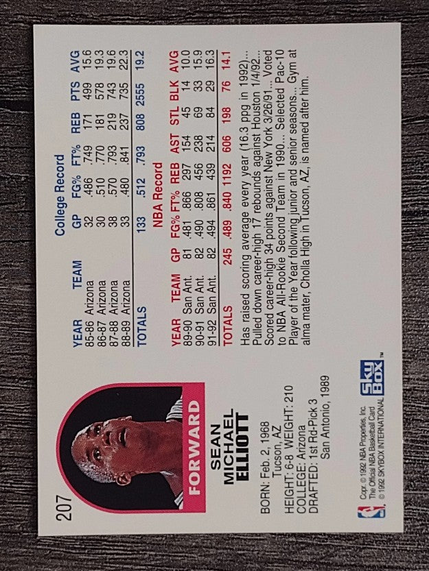 1992-93 Hoops #207 Sean Elliott