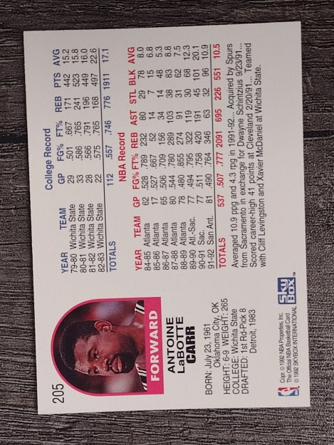 1992-93 Hoops #205 Antoine Carr