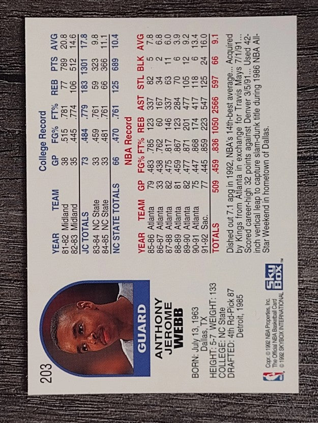 1992-93 Hoops #203 Spud Webb