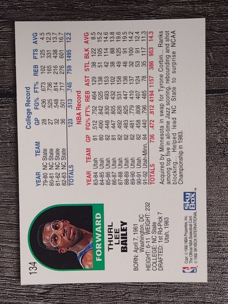 1992-93 Hoops #134 Thurl Bailey