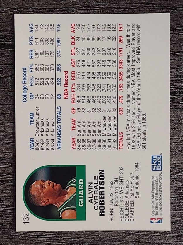 1992-93 Hoops #132 Alvin Robertson
