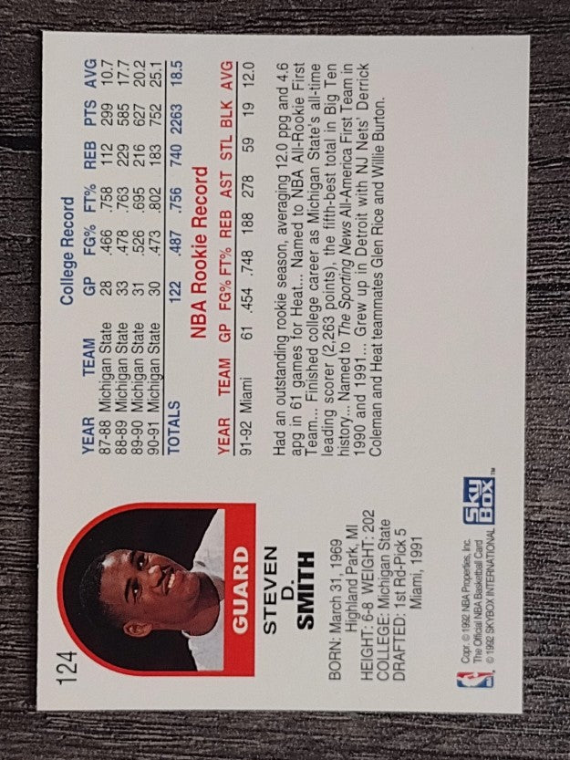 1992-93 Hoops #124 Steve Smith