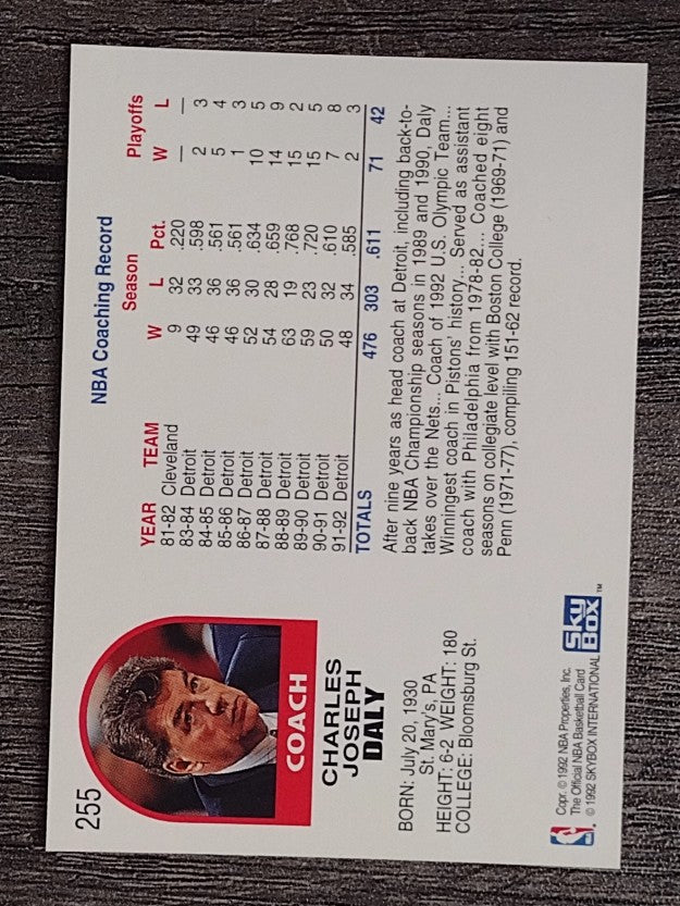 1992-93 Hoops #255 Chuck Daly CO