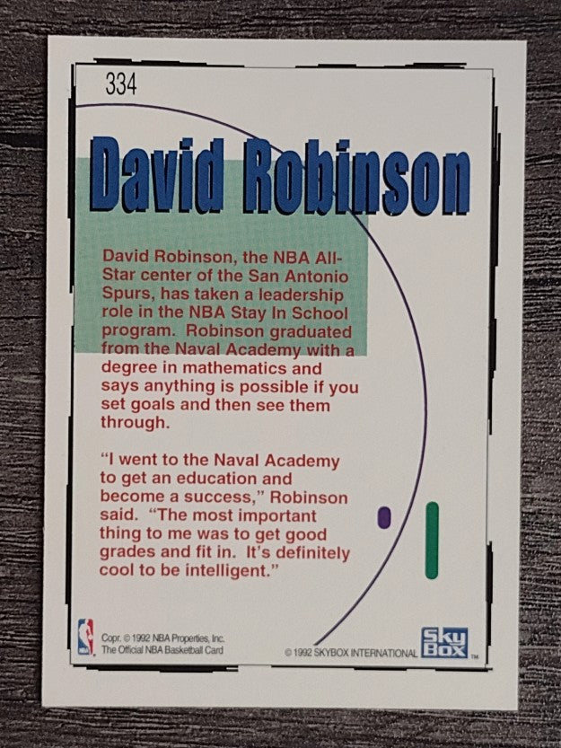 1992-93 Hoops #334 David Robinson STAY