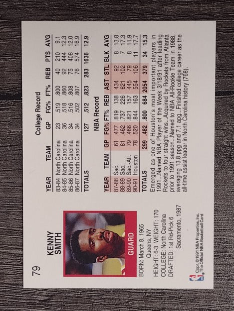 1991-92 Hoops #79 Kenny Smith