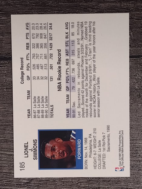 1991-92 Hoops #185 Lionel Simmons