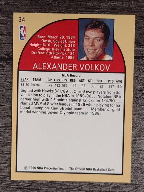 1990-91 Hoops #34 Alexander Volkov RC