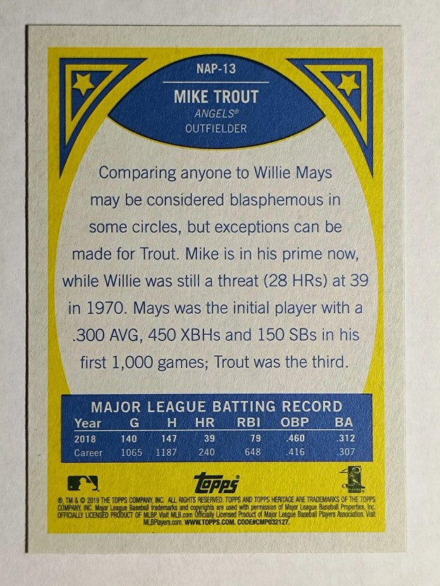 2019 Topps Heritage New Age Performers #NAP13 Mike Trout