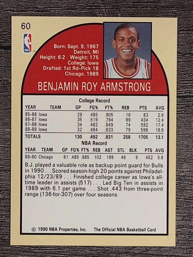 1990-91 Hoops #60 B.J. Armstrong RC