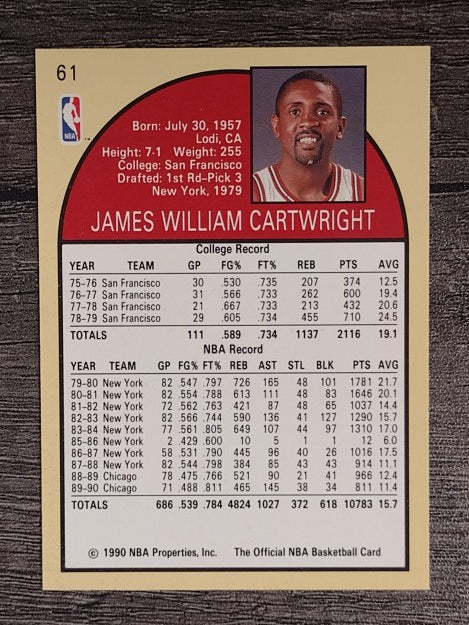 1990-91 Hoops #61 Bill Cartwright