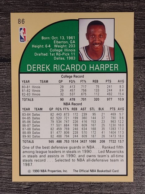 1990-91 Hoops #86 Derek Harper
