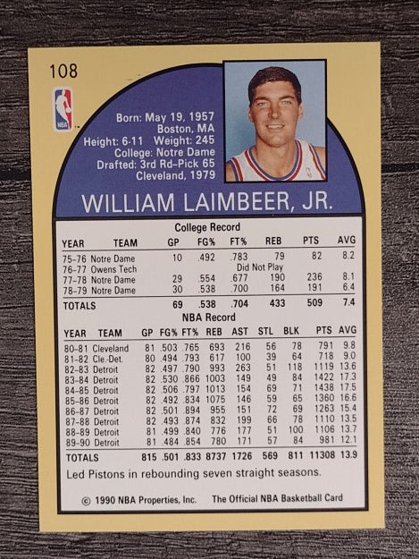 1990-91 Hoops #108 Bill Laimbeer