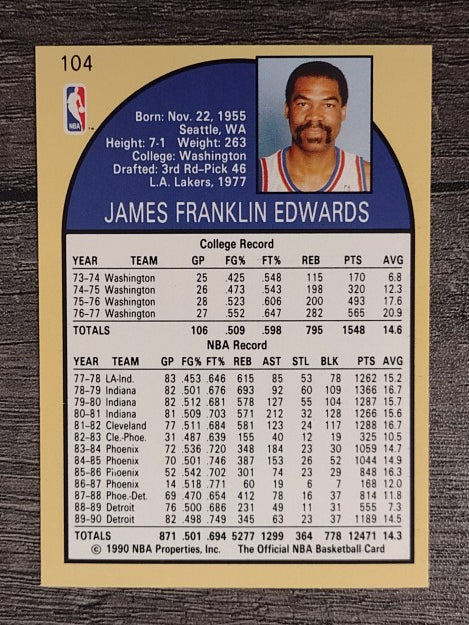1990-91 Hoops #104 James Edwards