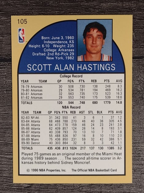 1990-91 Hoops #105 Scott Hastings