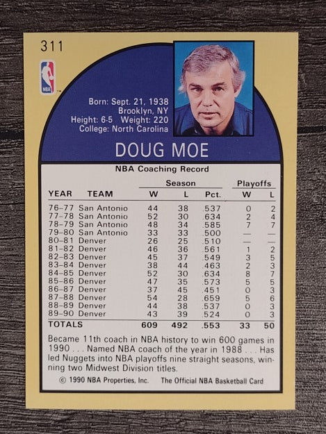 1990-91 Hoops #311 Doug Moe CO SP