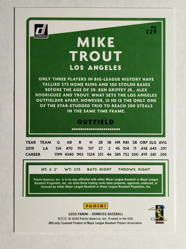 2020 Donruss #129 Mike Trout