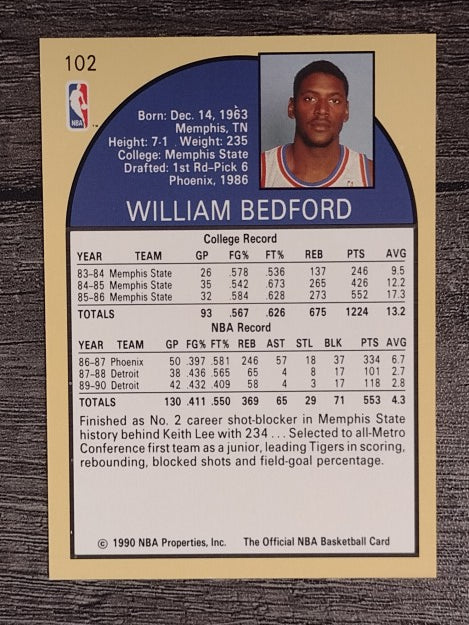 1990-91 Hoops #102 William Bedford RC