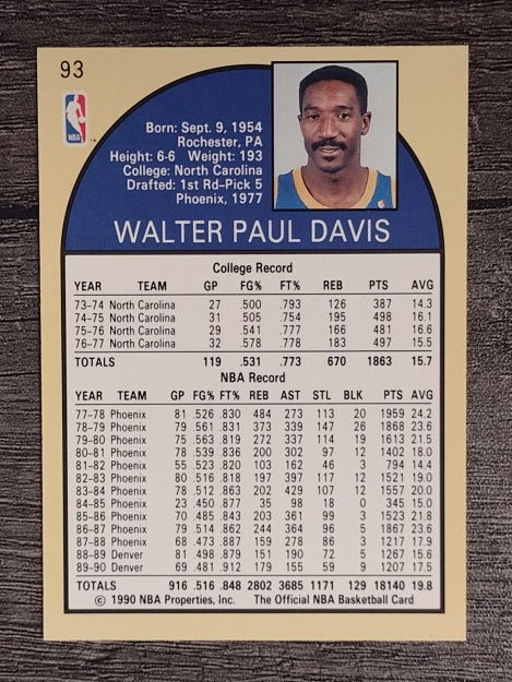1990-91 Hoops #93 Walter Davis
