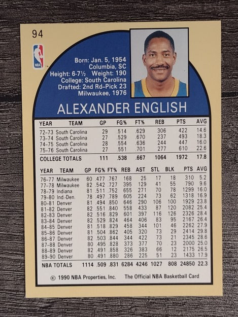 1990-91 Hoops #94 Alex English SP