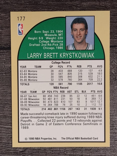 1990-91 Hoops #177 Larry Krystkowiak