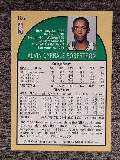 1990-91 Hoops #182 Alvin Robertson