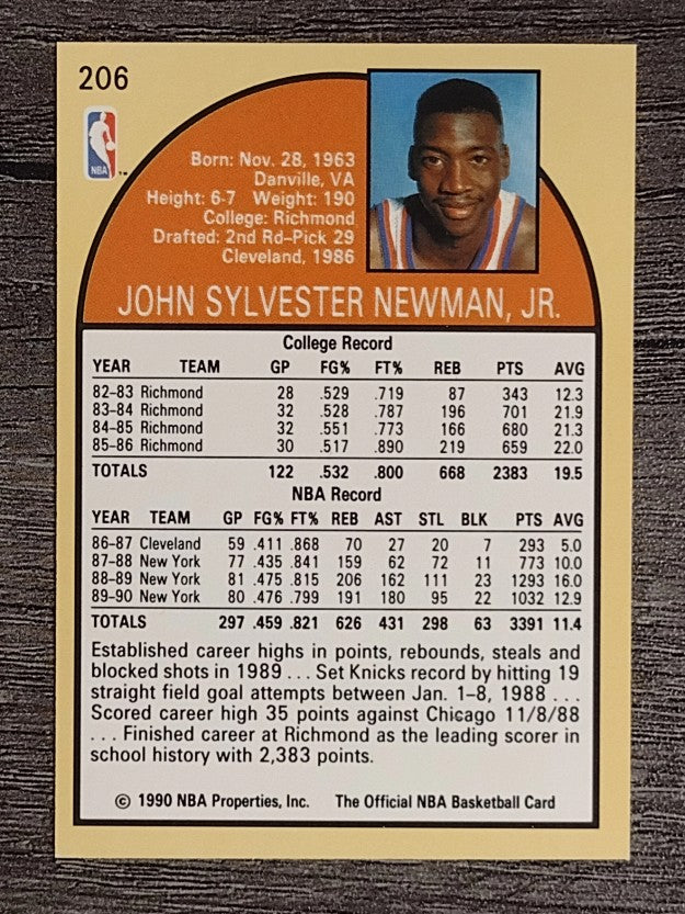 1990-91 Hoops #206 Johnny Newman SP