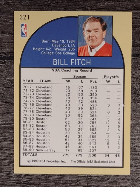 1990-91 Hoops #321 Bill Fitch CO