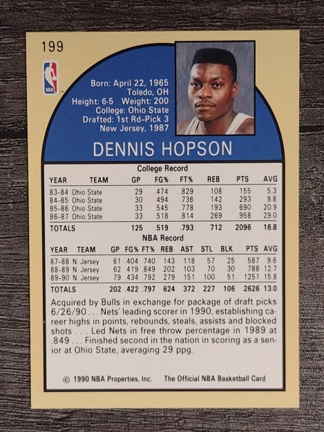 1990-91 Hoops #199 Dennis Hopson SP