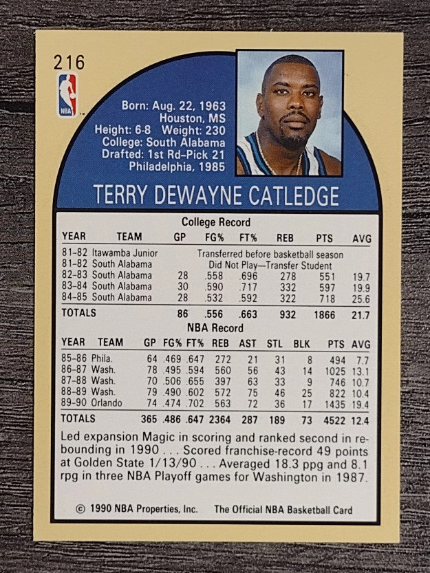 1990-91 Hoops #216 Terry Catledge