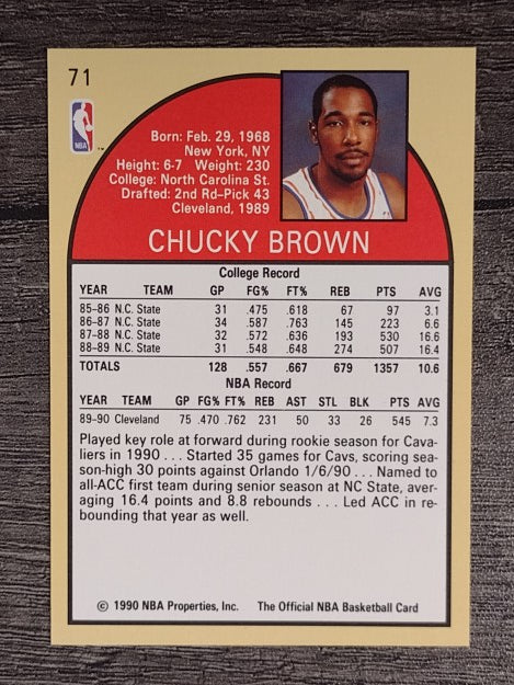 1990-91 Hoops #71 Chucky Brown RC