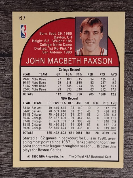1990-91 Hoops #67 John Paxson