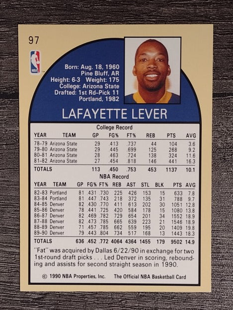 1990-91 Hoops #97 Lafayette Lever SP