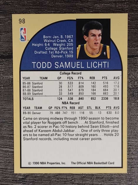 1990-91 Hoops #98 Todd Lichti RC