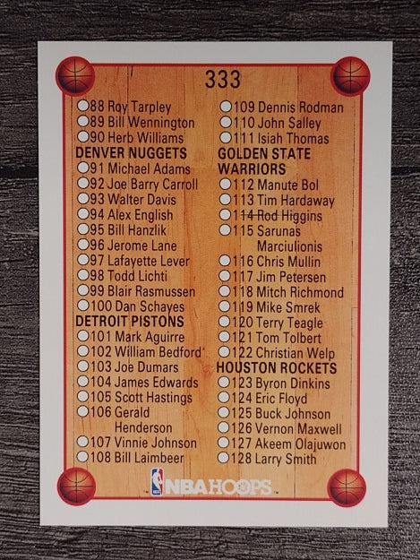 1990-91 Hoops #333 Checklist 2 SP
