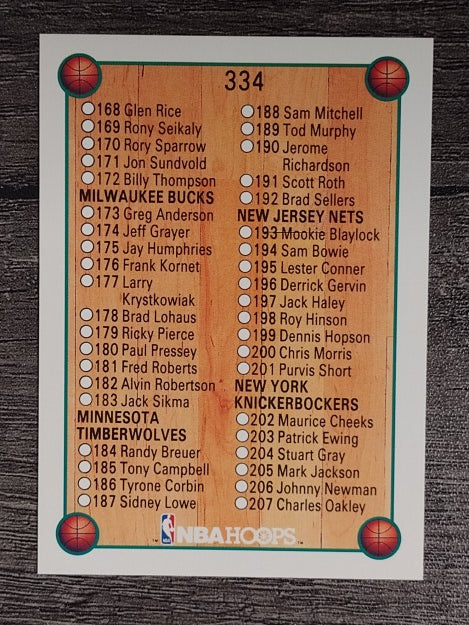 1990-91 Hoops #334 Checklist 3 SP
