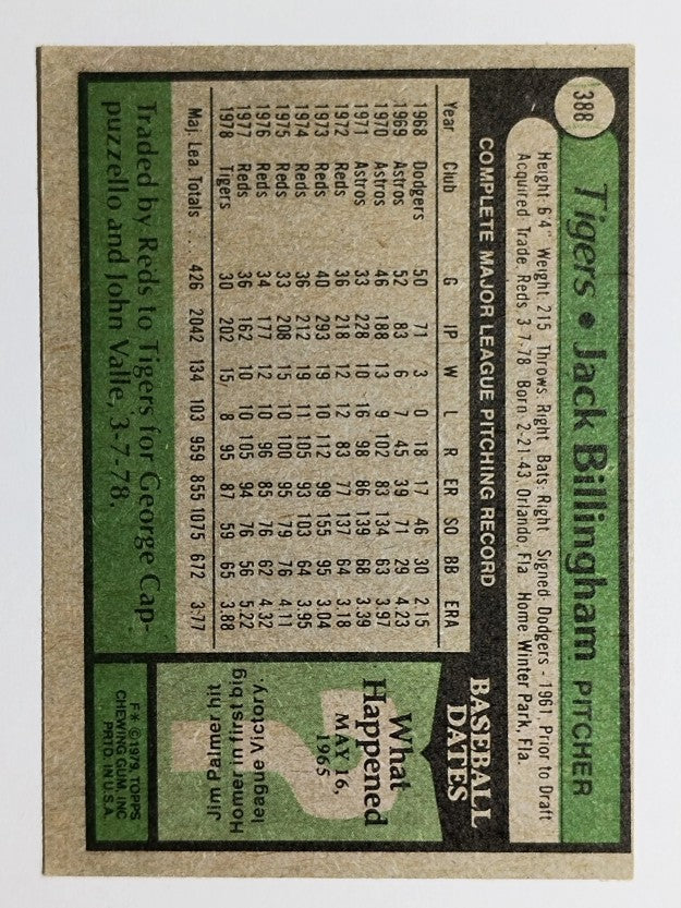 1979 Topps #388 Jack Billingham (VGEX)