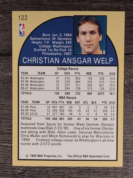 1990-91 Hoops #122 Christian Welp SP