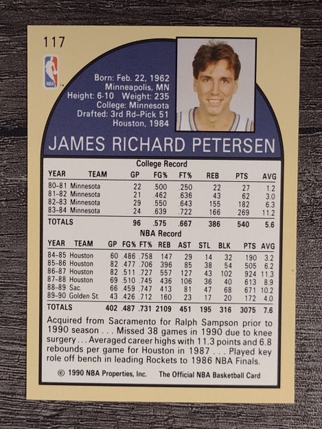 1990-91 Hoops #117 Jim Petersen