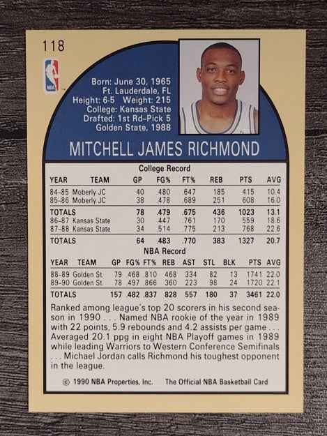 1990-91 Hoops #118 Mitch Richmond