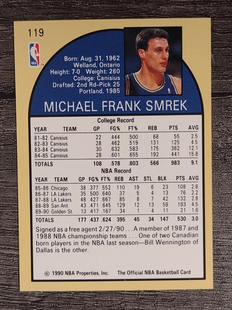 1990-91 Hoops #119 Mike Smrek